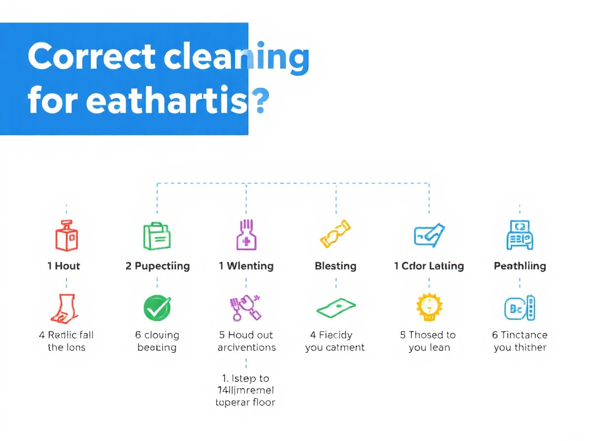 Simple flowchart infographic: correct cleaning order from ceiling fan down to fl