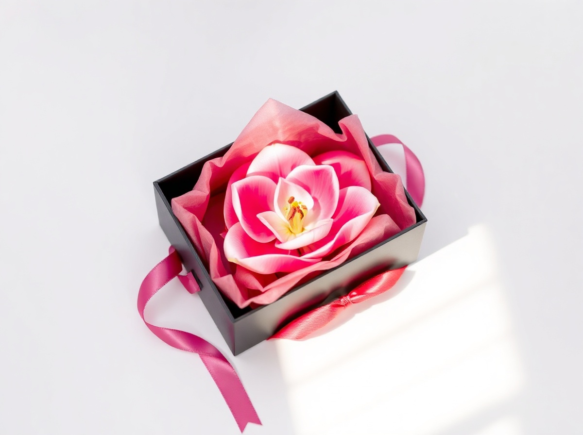 Renpho Eyeris 3 pink in luxury gift box with pink tissue paper and ribbon. Gift-